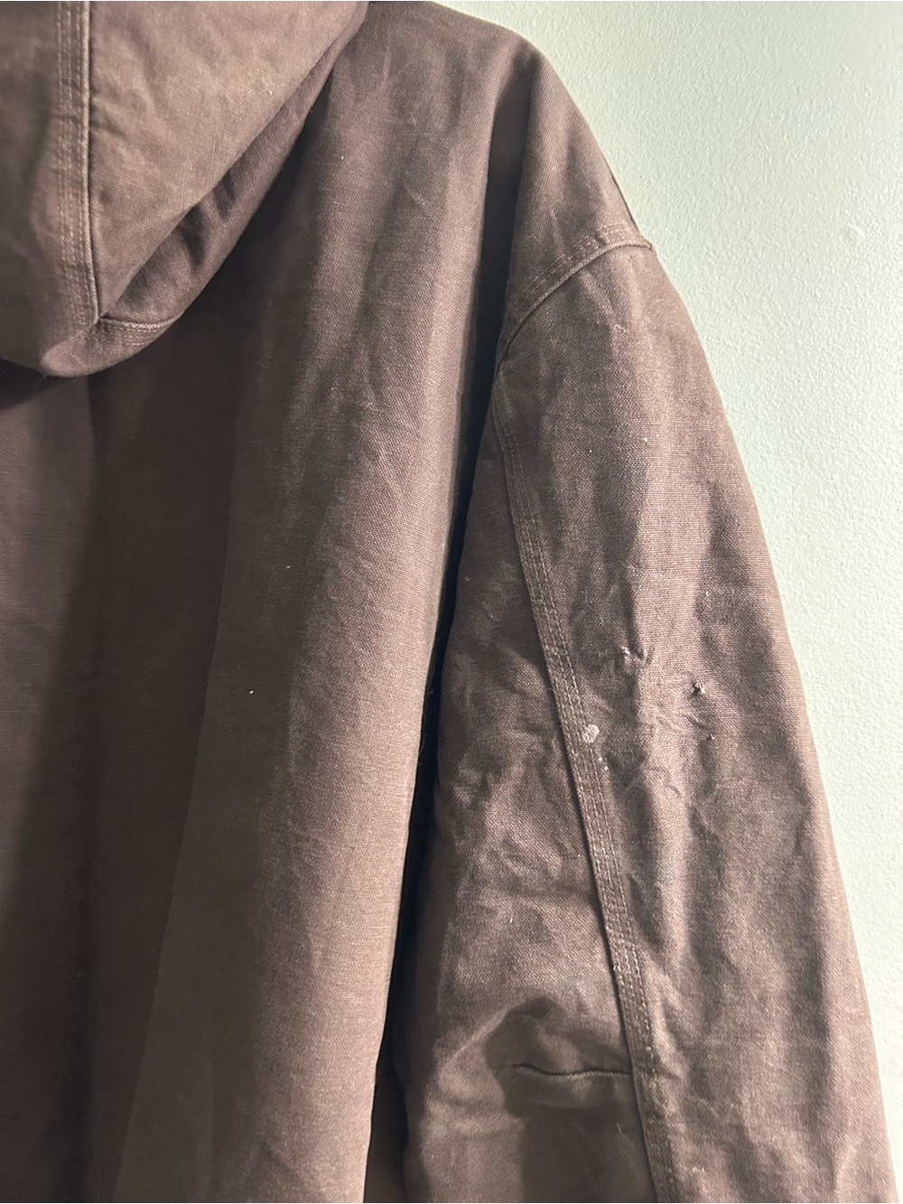 Vintage Carhartt men’s loose fit brown insulated chore work coat jacket hooded - Picture 8 of 11